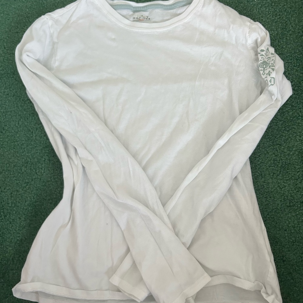 Tommy Hilfiger White Fitted Long Sleeve With Detail On Shoulder